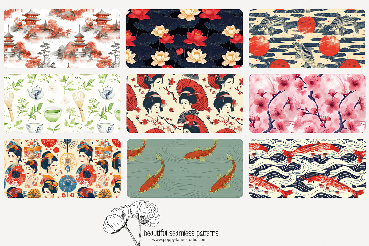 70 Japan seamless pattern, a Pattern Graphic by Poppy Lane Studio (Photo 3 of 10)