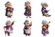 Whimsical Funny Grandma Clipart, an Illustration by Craft Nest (Thumbnail 2 of 8)