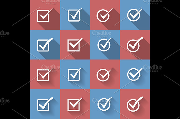 Set Of Check Mark Check Box Icons