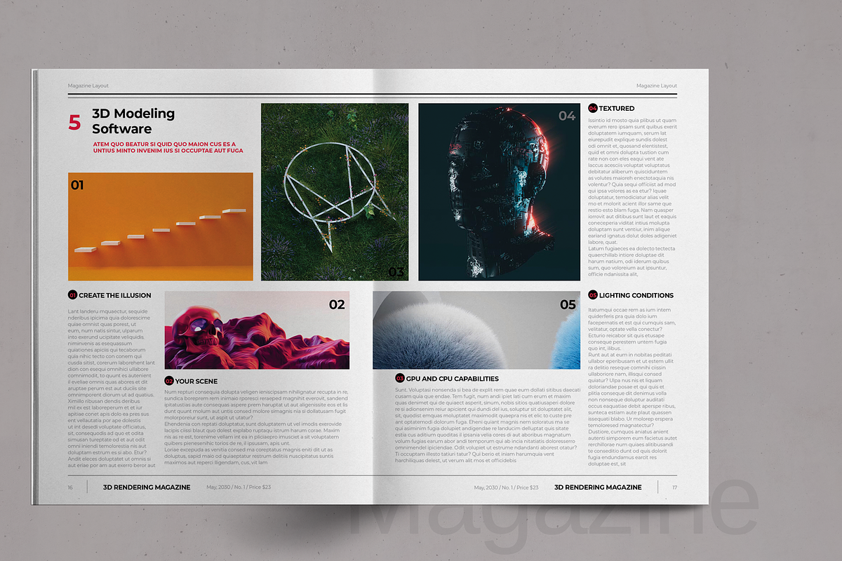 3D Magazine Layout Template for InDesign