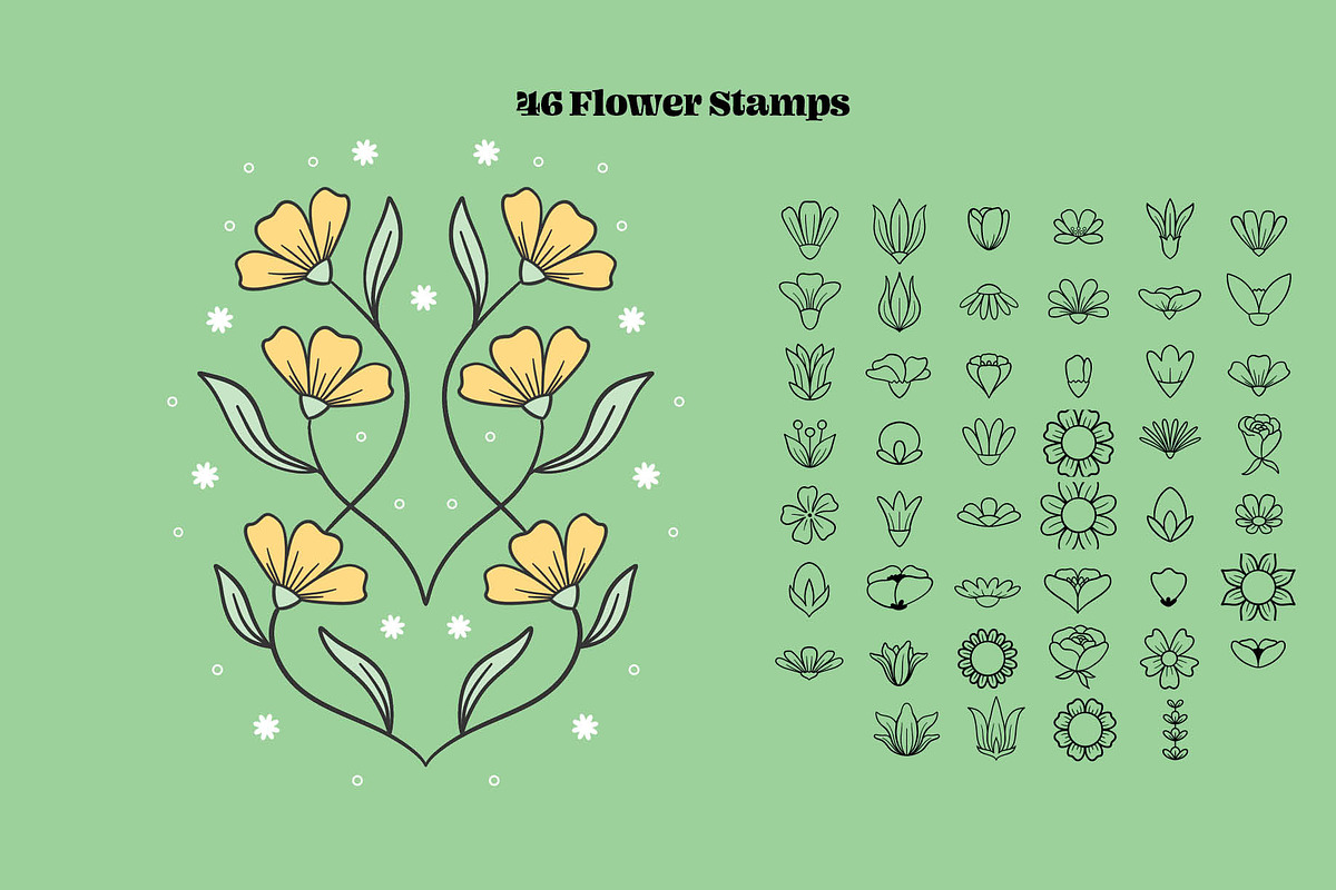 Floral Line Art Set for Procreate, a Brush Add-On by Pencil Twist (Photo 3 of 10)