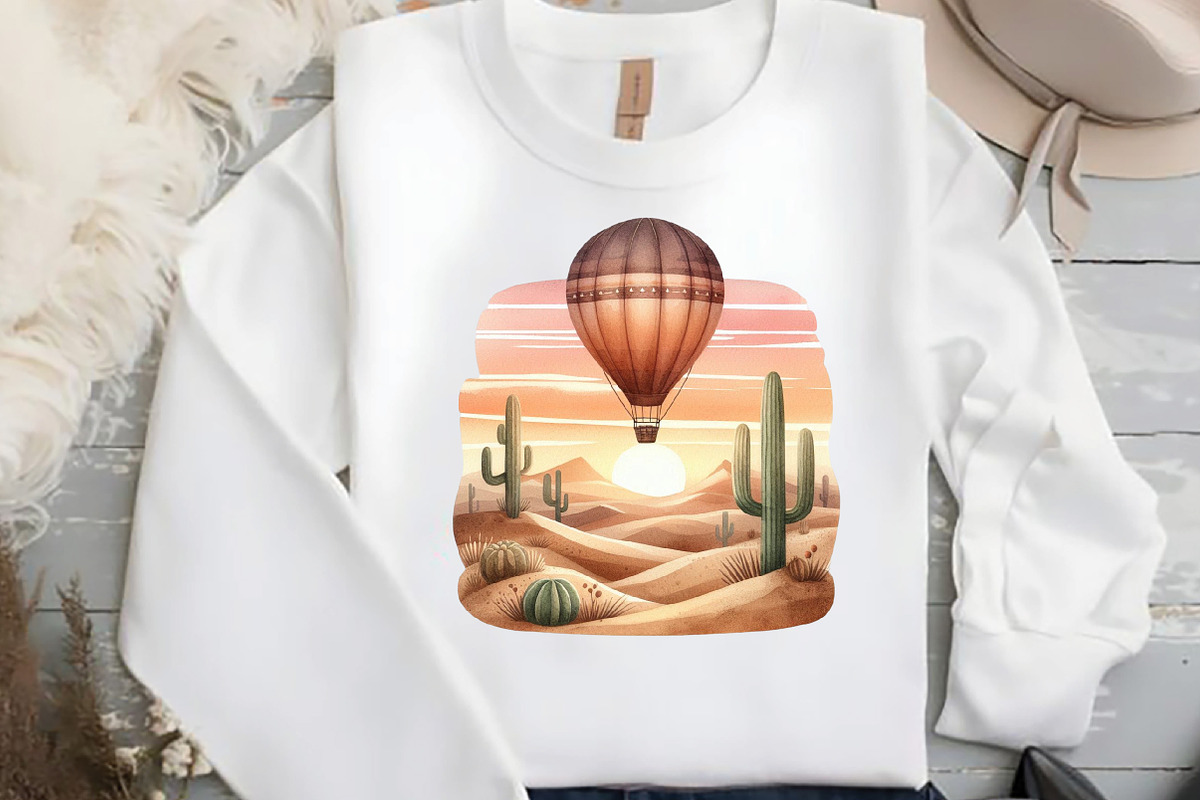 Watercolor Hot Air Balloons Boho PNG, an Illustration by DreamCafeArt (Photo 6 of 6)
