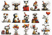 Whimsical Birthday Animals Clipart, an Illustration by Libby Wishes (Thumbnail 5 of 7)