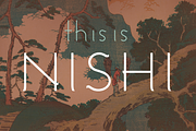 Nishi. Chic, modern sans serif font, a Sans Serif Font by LostandFoundry (Thumbnail 1 of 7)