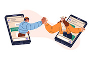 People giving hive five online set, a Technology Illustration by Good Studio (Thumbnail 4 of 4)