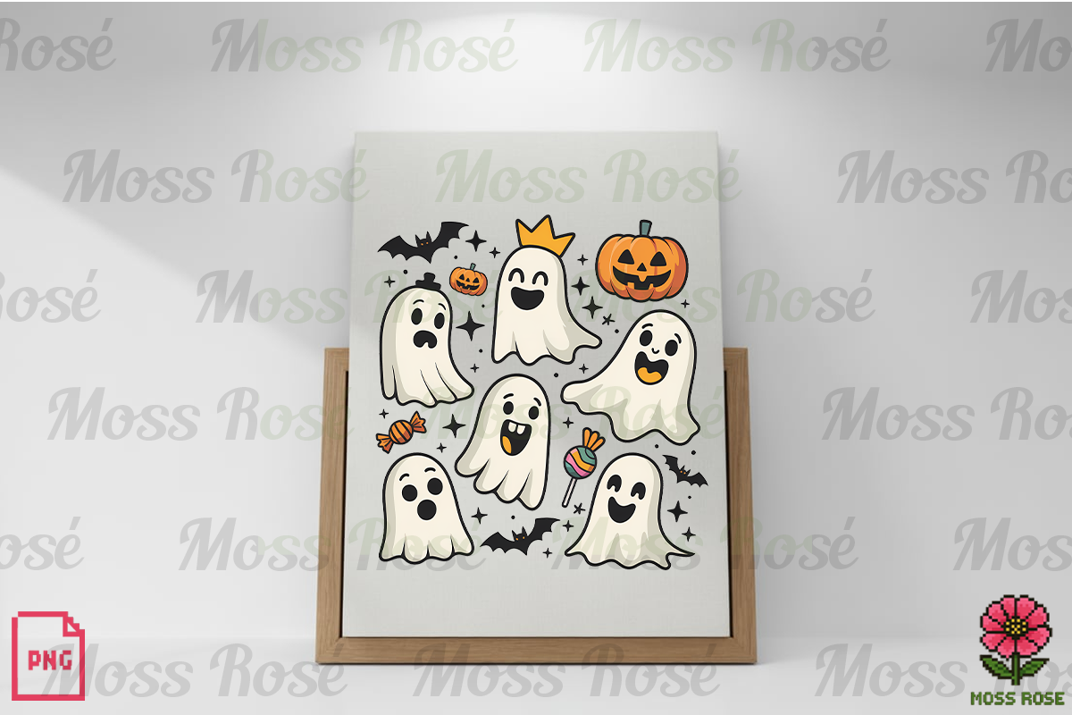 Cute Ghosts Halloween PNG Bundle, a Graphic by Moss Rose (Photo 2 of 3)