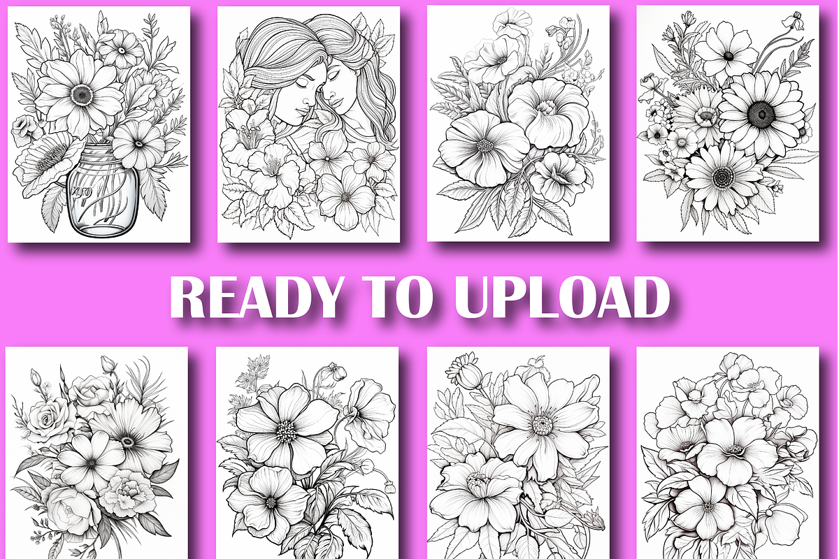 Flowers Coloring Book for Adults -V2, an Animal Illustration by Design Zone (Photo 6 of 7)