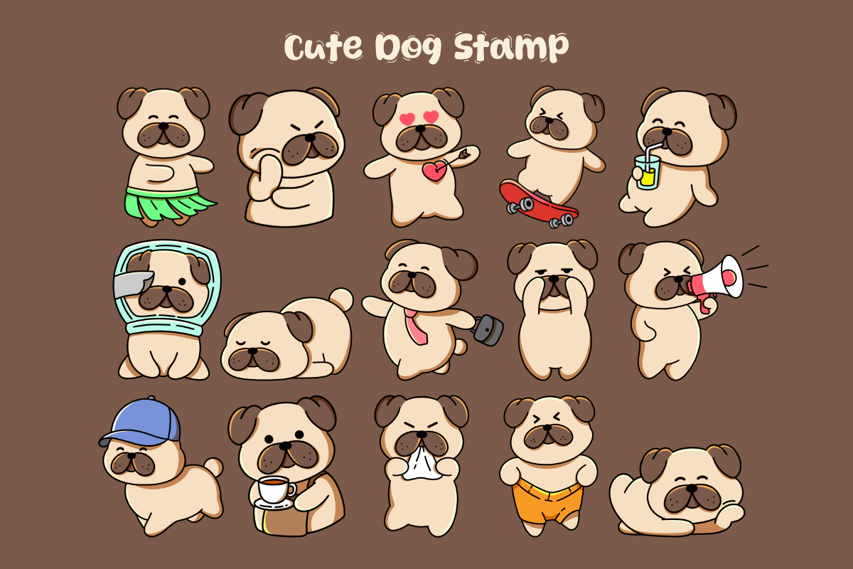 Dog Cartoon Cute Stamp, a Brushes & More by Pixel Picasso Studio (Photo 4 of 10)