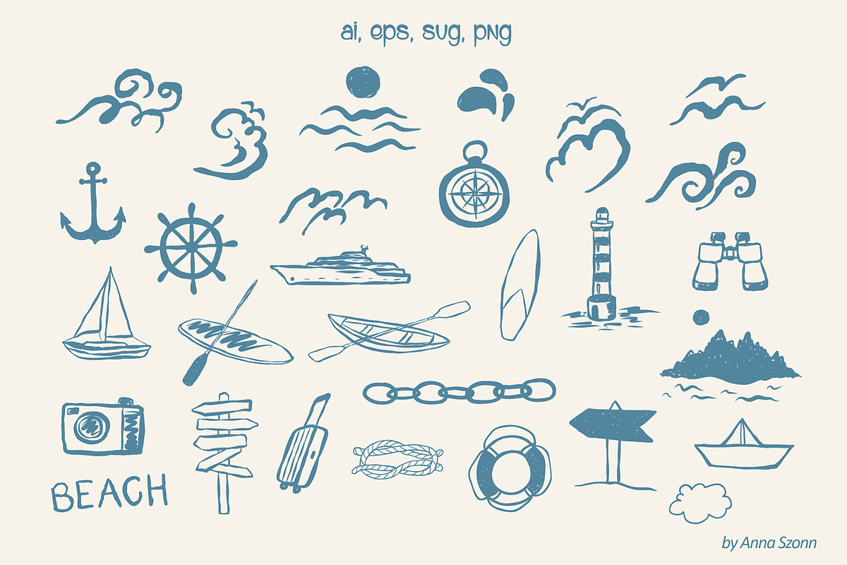 Coastal Life. Vector Illustrations., a Seasonal Illustration by Designwork (Photo 8 of 21)