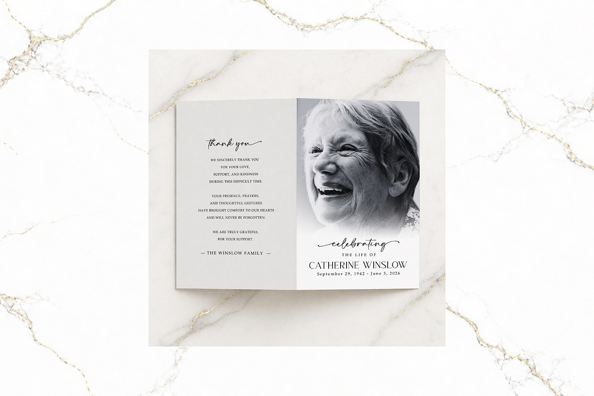 Funeral Bifold Program Canva FR006, a Brochure Template by TyphoonStudio (Photo 5 of 9)
