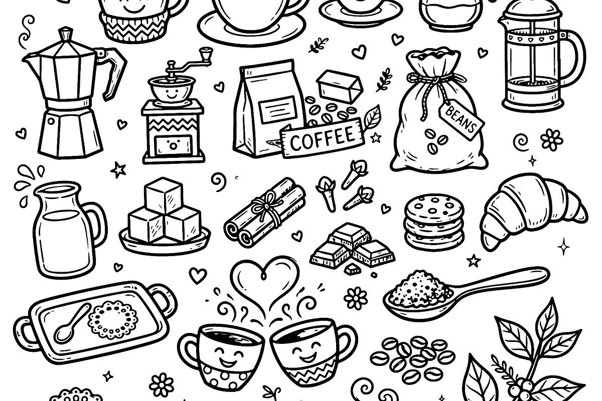 Cute doodle cartoon coffee shop, a Food Illustration by Voodz_shop (Photo 2 of 3)