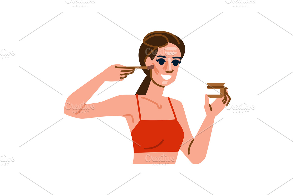 Woman applying cream on face for, an Object Illustration by pikepicture