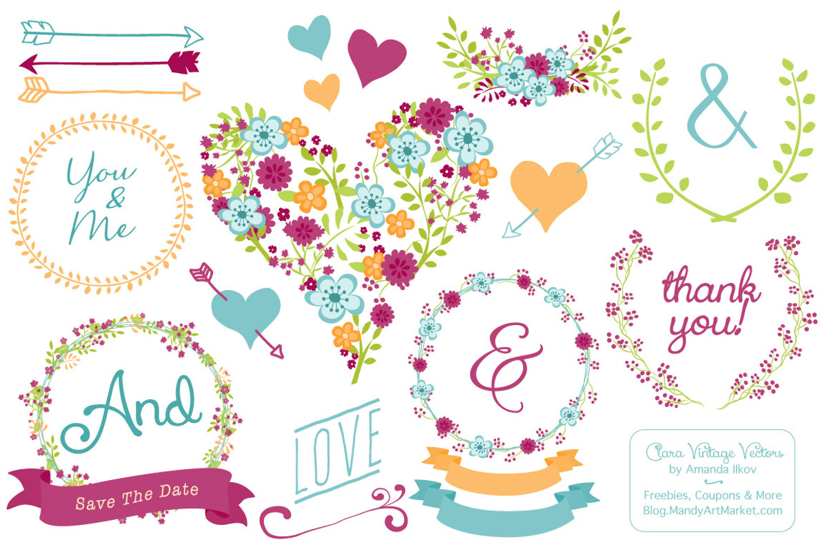 Bohemian Floral Heart & Banners, an Illustration by Amanda Ilkov (Photo 1 of 4)