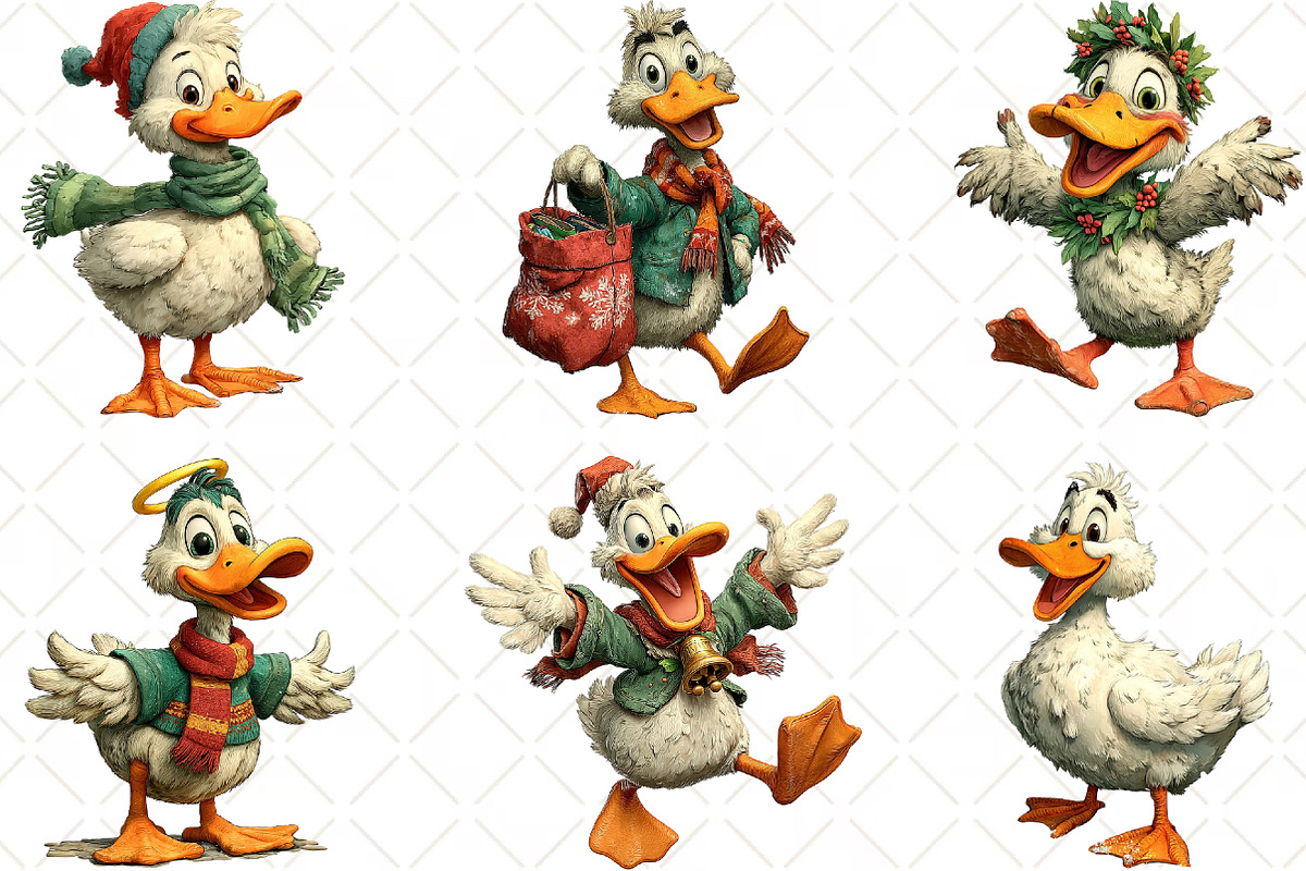 Quirky Christmas Duck Clipart, an Illustration by Black Bird Studio (Photo 3 of 6)