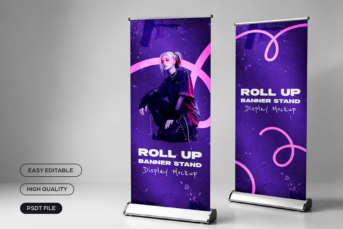 Roll Up Banner Stand Display Mockup, an Advertising Mockup by studiogstock (Photo 3 of 3)