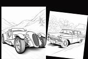 Vintage Classic Cars Coloring Pages, an Illustration by Sourcedigi (Thumbnail 2 of 3)