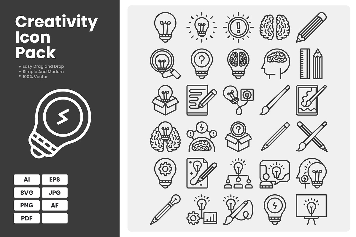 Creativity Icon Pack, an Outline Icon by erifqizeicon (Photo 1 of 3)