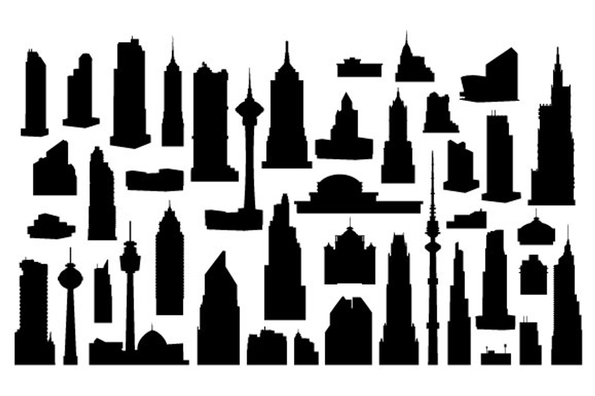 Modern bildings on a wite background preview 3