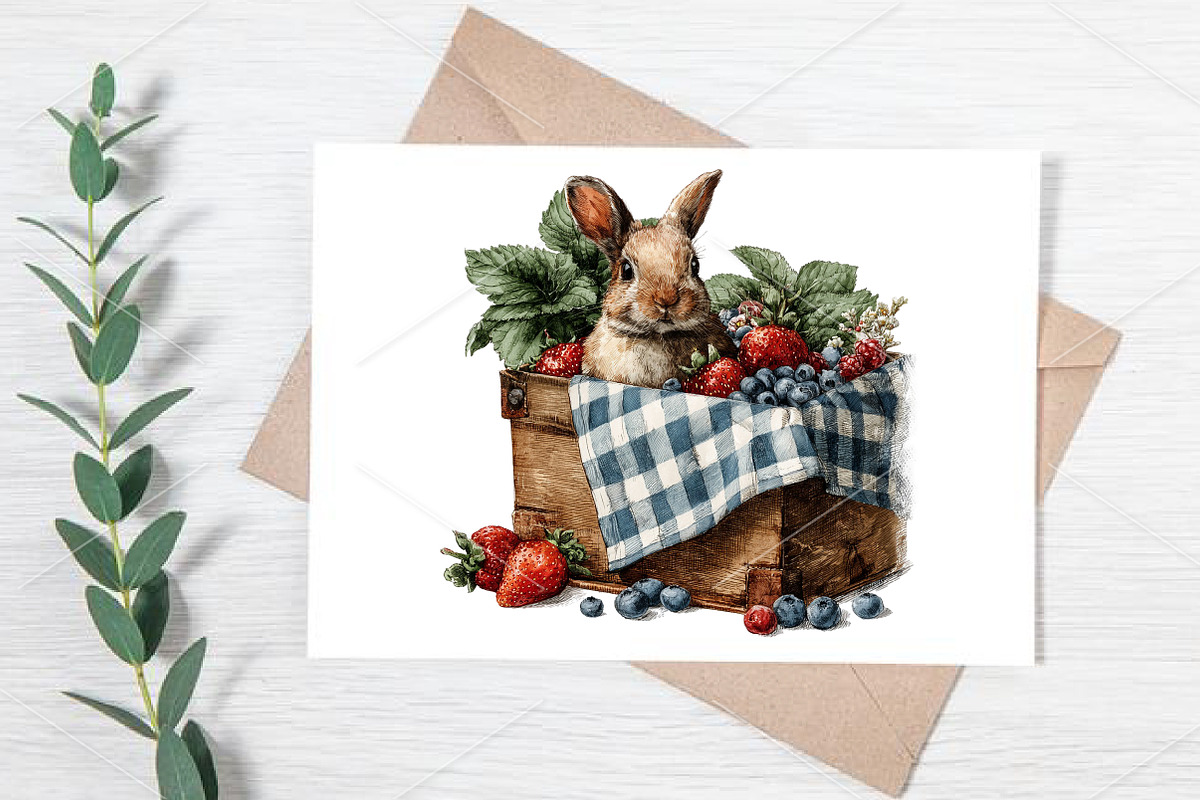 Whimsical Summer Bunny Clipart PNG, a Seasonal Illustration by Canvas Craft (Photo 6 of 7)