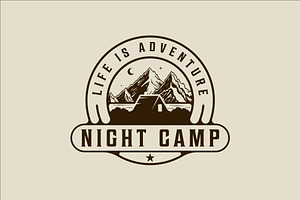night camp with mountain logo vector, a Branding & Logo Template by zyxroun shop