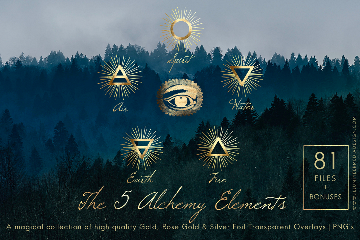 The 5 Alchemy Elements: Foil Set, an Object Graphic by Illumineer Media & Design (Photo 1 of 13)