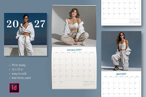 2027 Square Calendar InDesign Layout