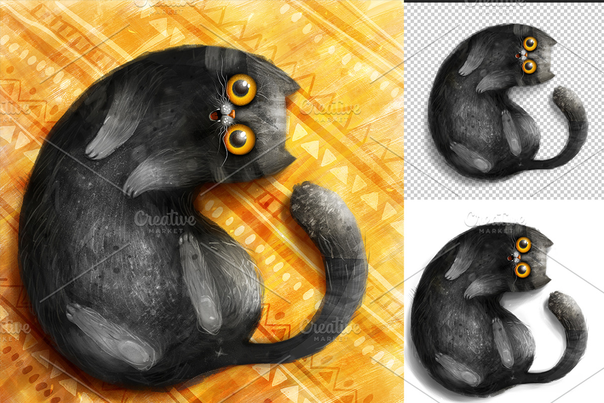 Happy black cat character, an Animal Illustration by Marysha Art (Photo 1 of 2)