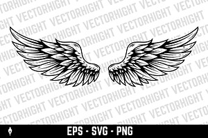 Vintage wings isolated on white BG, an Animal Illustration by Vectorhight