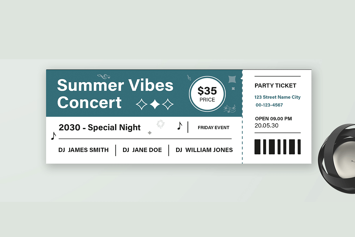 Event Party Ticket Template, a Card Template by MightyDesign (Photo 3 of 6)