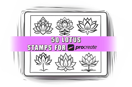 50 Lotus Procreate Stamps Brushes