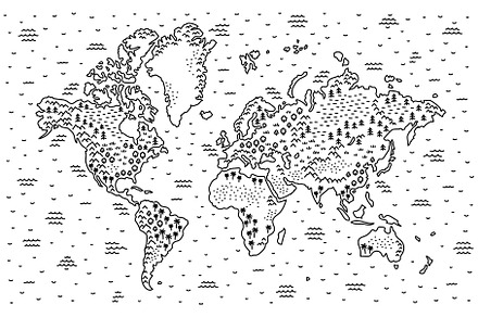 Freehand world map sketch. Editable, an Illustration by Vector illustrations