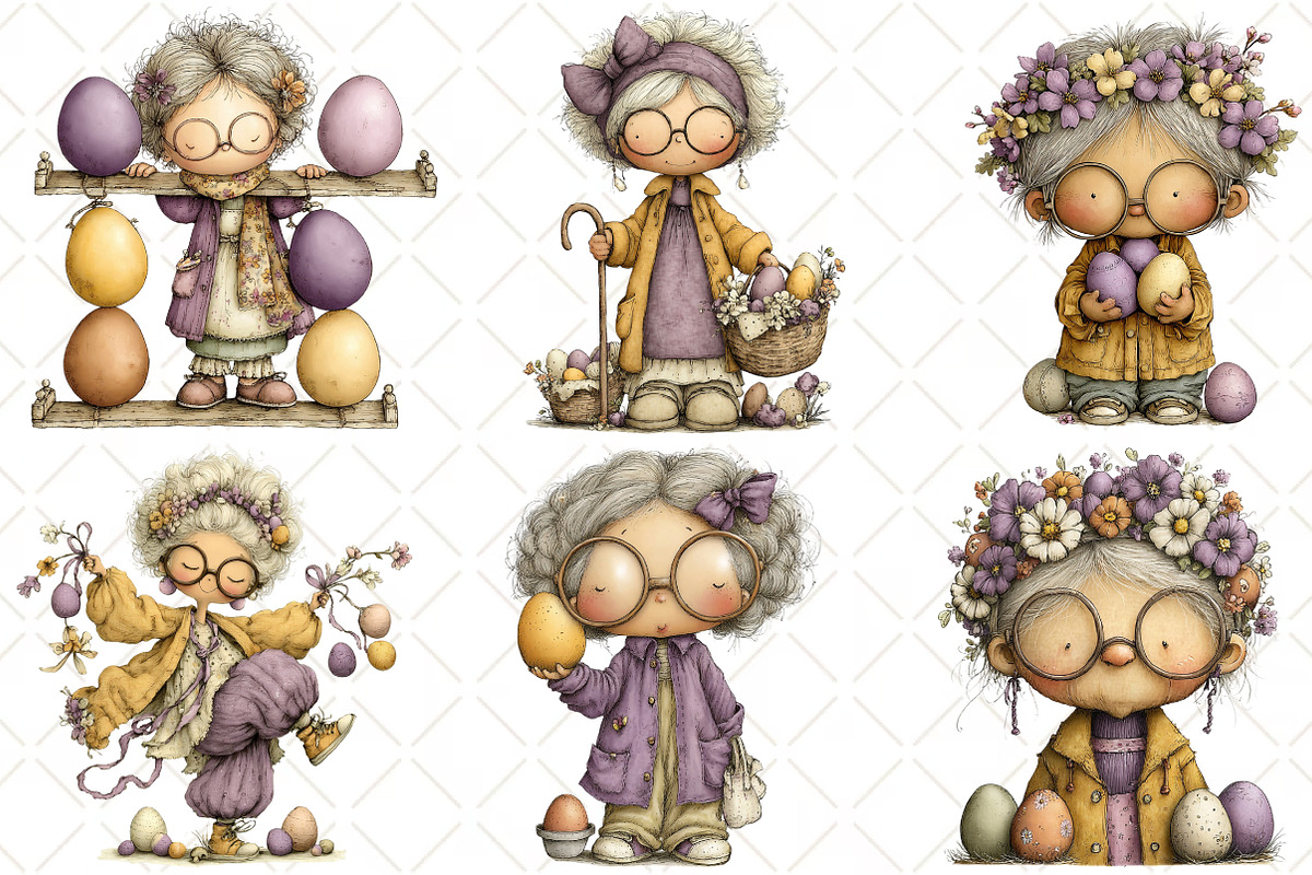 Whimsical Easter Old Lady Clipart, an Illustration by Black Bird Studio (Photo 5 of 6)