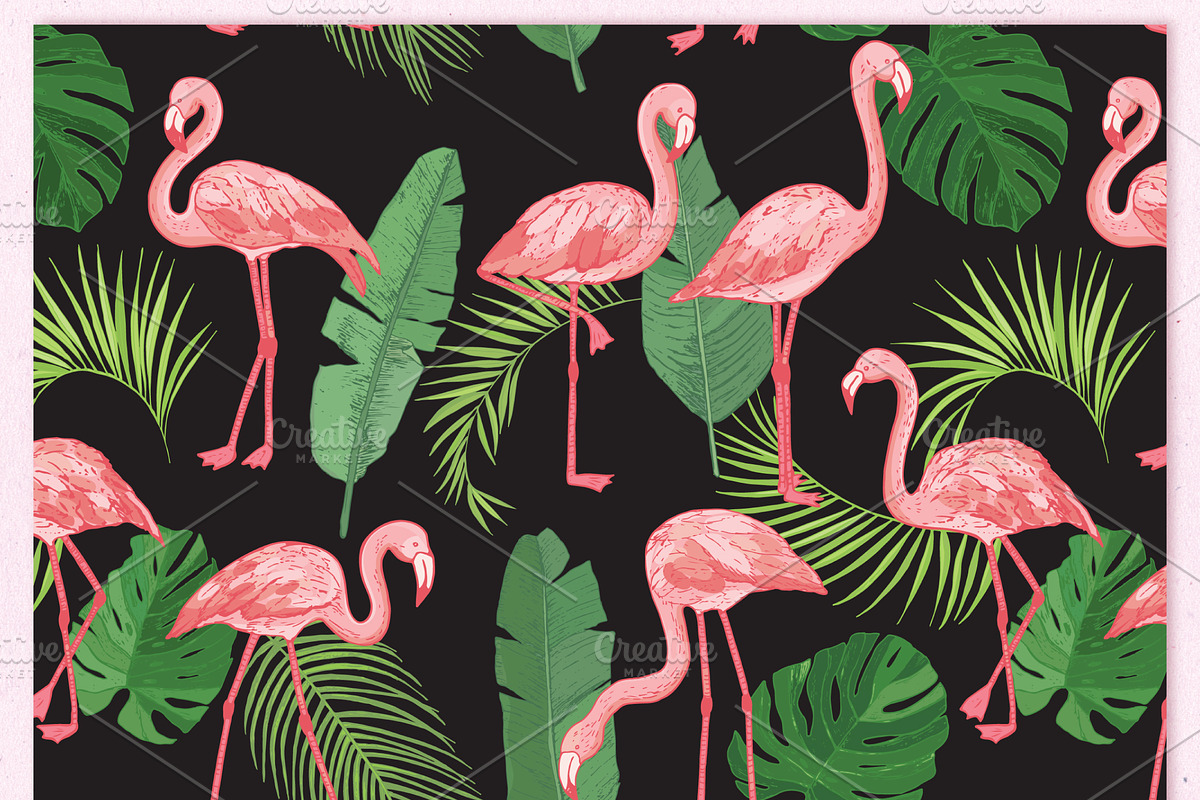 Flamingo in the Palm Leaves, a Pattern Graphic by GooseFrol (Photo 2 of 23)
