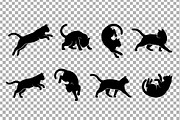 Leaping and Pouncing Cat Silhouettes, an Animal Illustration by Artonix (Thumbnail 2 of 3)