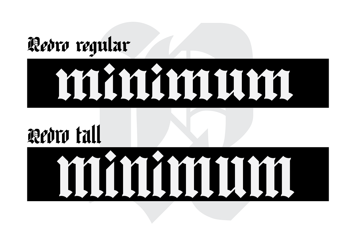Redro - Geometrical Blackletter, a Blackletter Font by Gittype (Photo 3 of 8)