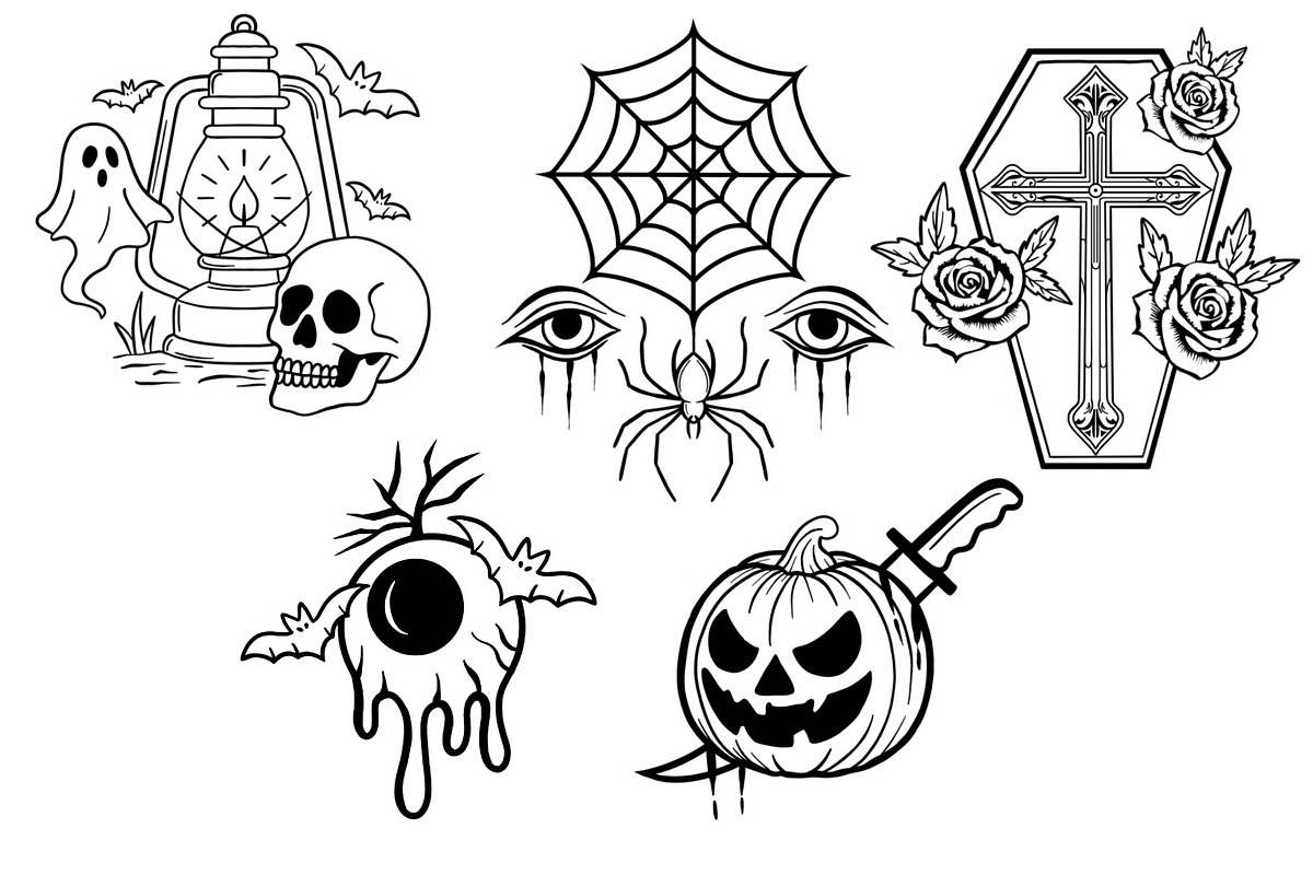 Dark Horror Tattoo stamps procreate, a Brush Add-On by aivos (Photo 5 of 7)