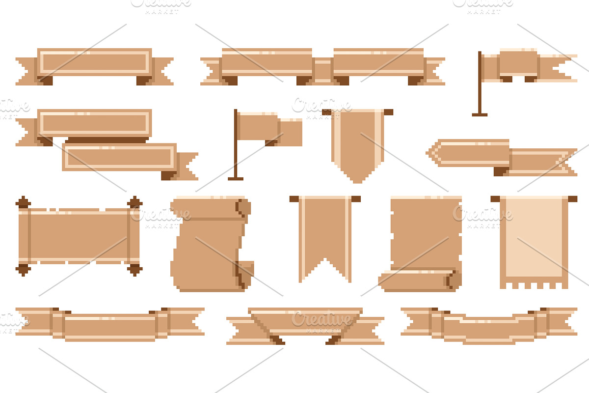 Pixel scrolls. Vintage papyrus, an Illustration by YummyBuum