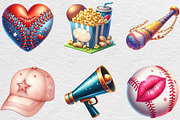 Retro Girly Baseball Clipart Sublima, an Illustration by Black Bird Studio (Thumbnail 4 of 6)