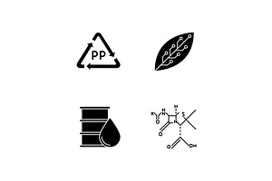 Science And Nature Glyph Icons Set