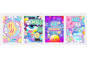 Retro y2k poster designs with, a Texture Illustration by art PVP - market