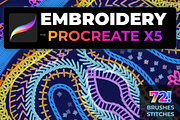 72 Brush-stitch Embroidery PROCREATE, a Brush Add-On by Graphics Resources (Thumbnail 1 of 11)