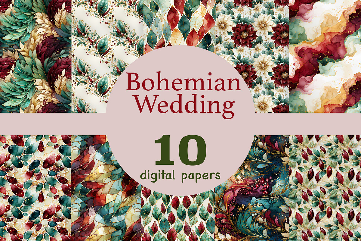 Bohemian Wedding Digital Paper, a Pattern Graphic by GlamArtZhanna (Photo 1 of 3)
