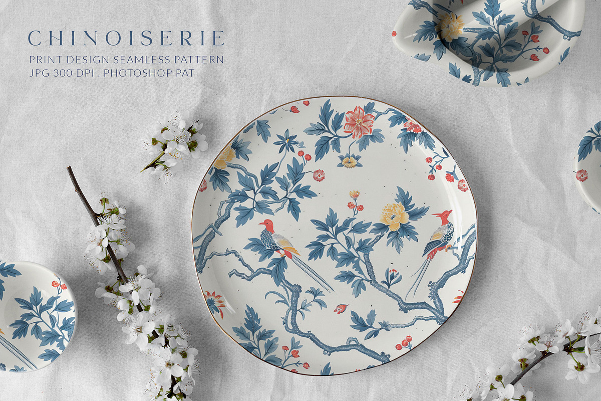 Chinoiserie Print Seamless Patterns, a Pattern Graphic by Olya Creative (Photo 4 of 20)