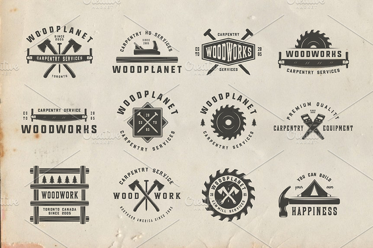 Vintage Carpentry Emblems part 3, a Branding & Logo Template by AkimD (Photo 4 of 7)