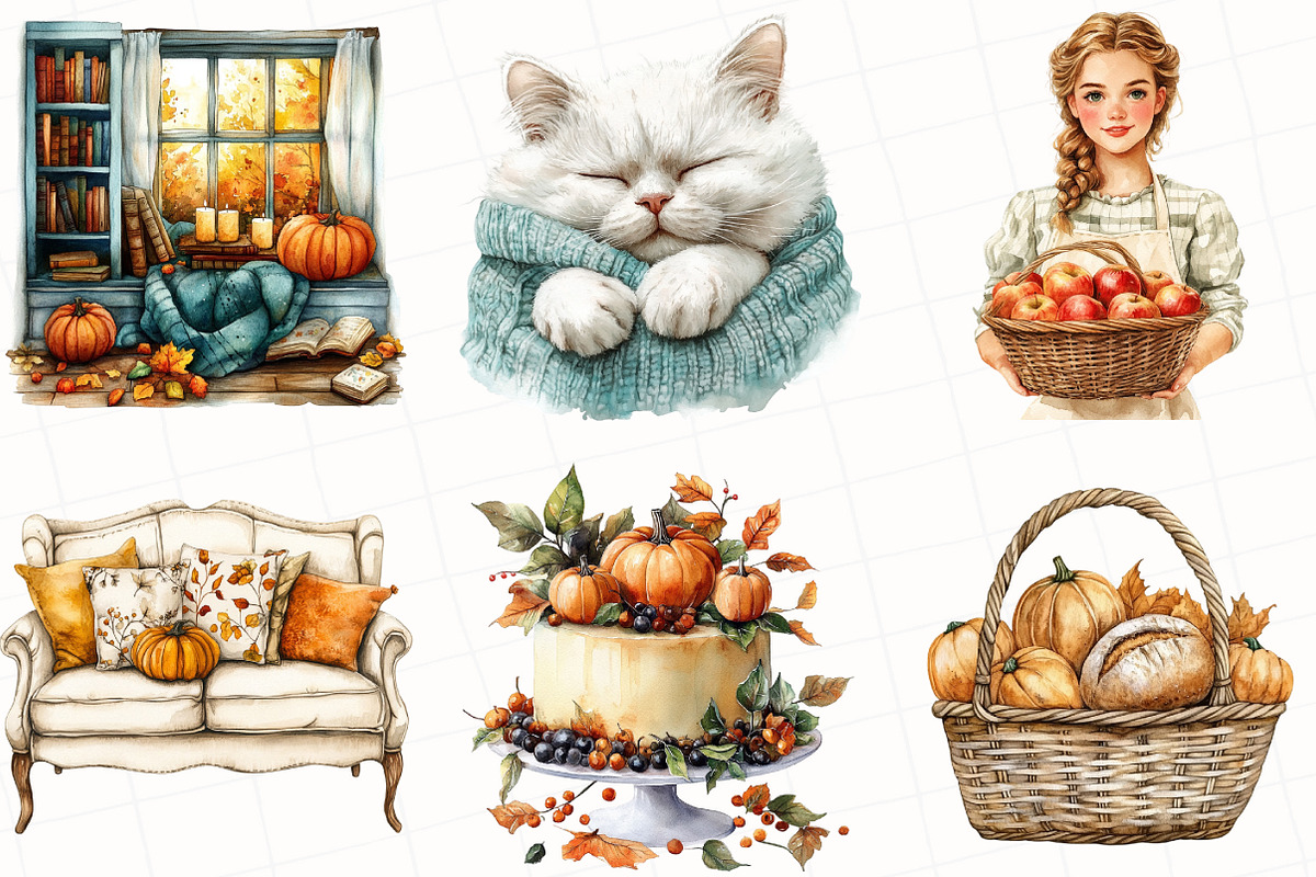 Watercolor Lovely Autumn Clipart, an Illustration by OK Design (Photo 4 of 5)