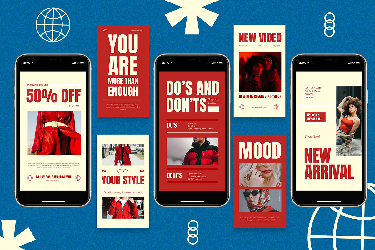 Red Bold Clean Fashion Instagram Set, a Social Media Template by Aiyari Graphic (Photo 5 of 5)