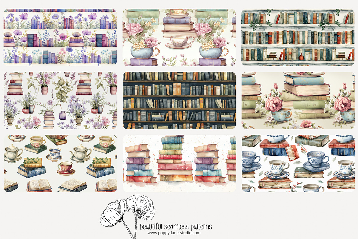 80 books seamless pattern, a Pattern Graphic by Poppy Lane Studio (Photo 9 of 11)