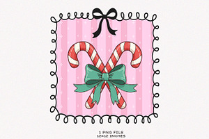 Christmas Candy Cane Coquette Frame, an Illustration by SinaCreation