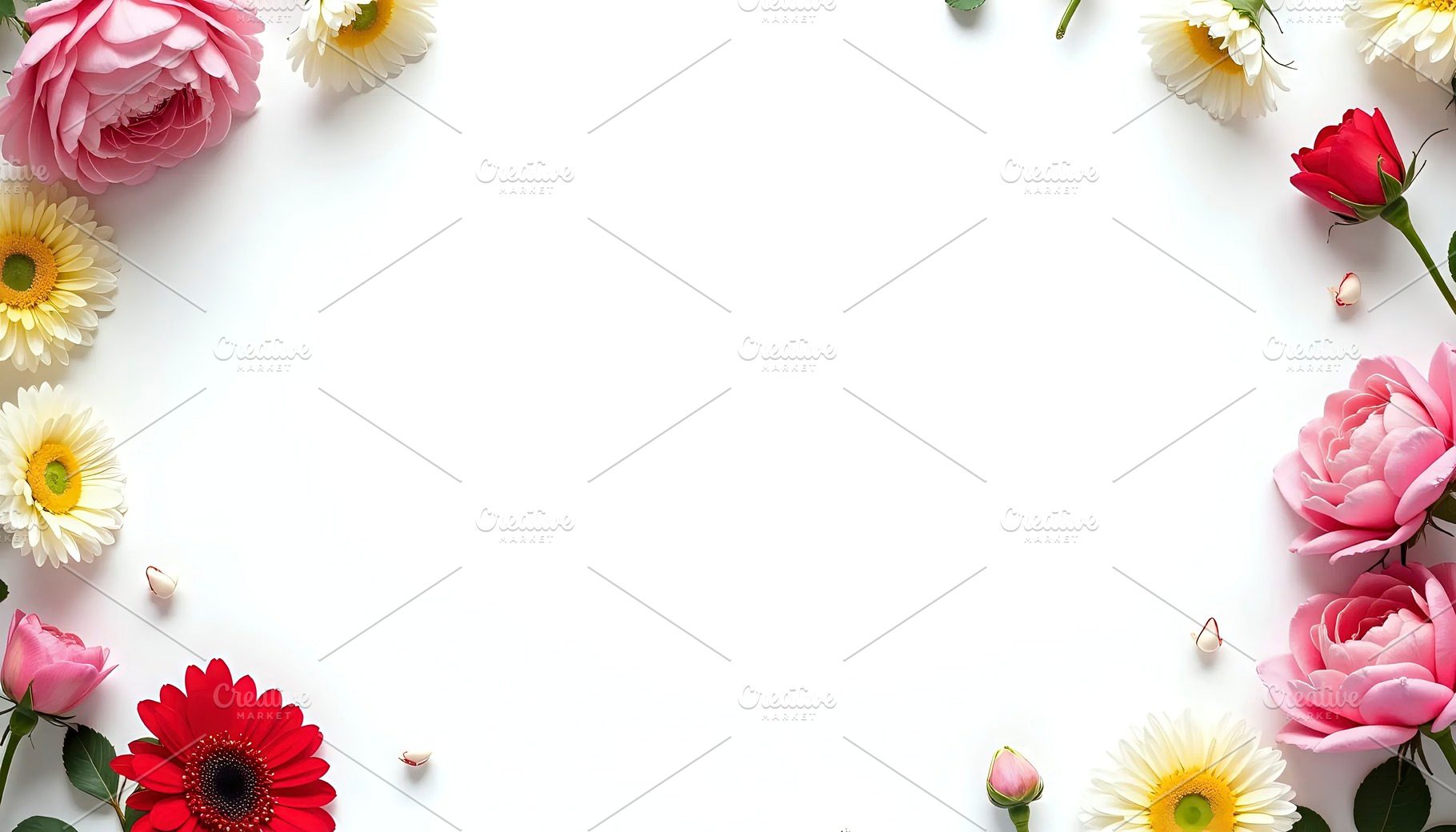 Floral Corner Frame With Open White, a Photo by LOGOCREATIVE