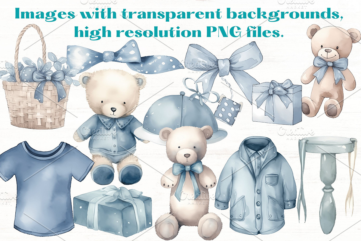 Baby Boy Blue Boho nursery clipart, a Person Illustration by Mermaids Cove (Photo 4 of 10)